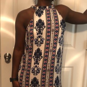 Blue and white mini dress